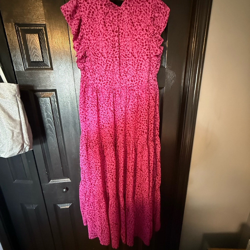 Entro Fuchsia Leopard Print Maxi Dress